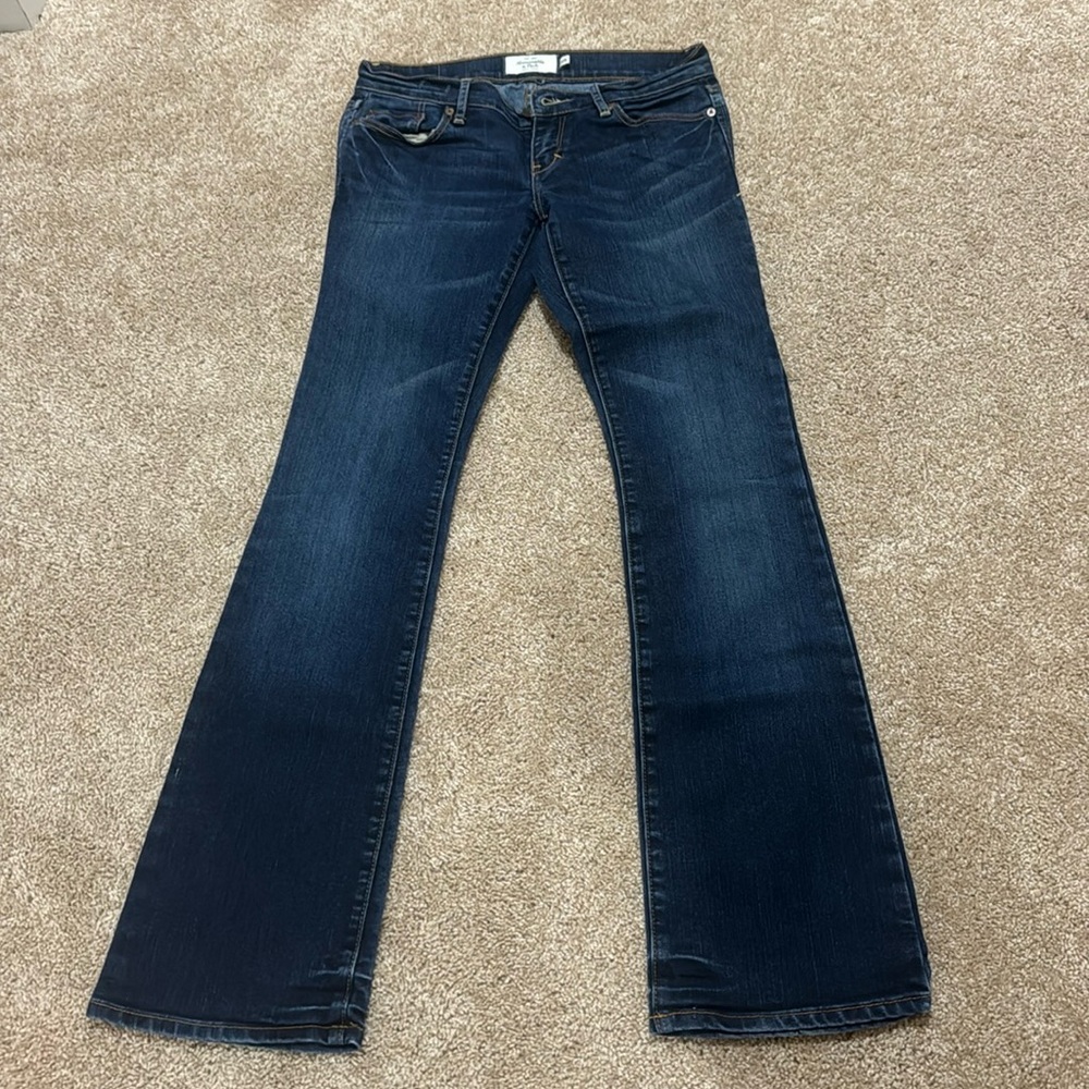 Abercrombie Jeans in great condition. Dark wash with light flair